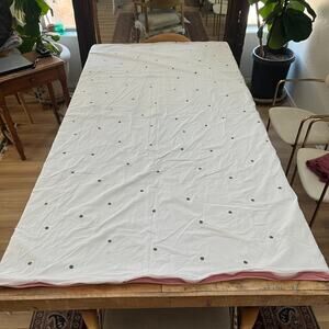 IKEA VANKRETS Twin Duvet Charcoal Gray Polka Dot Pink Piping 100% Cotton